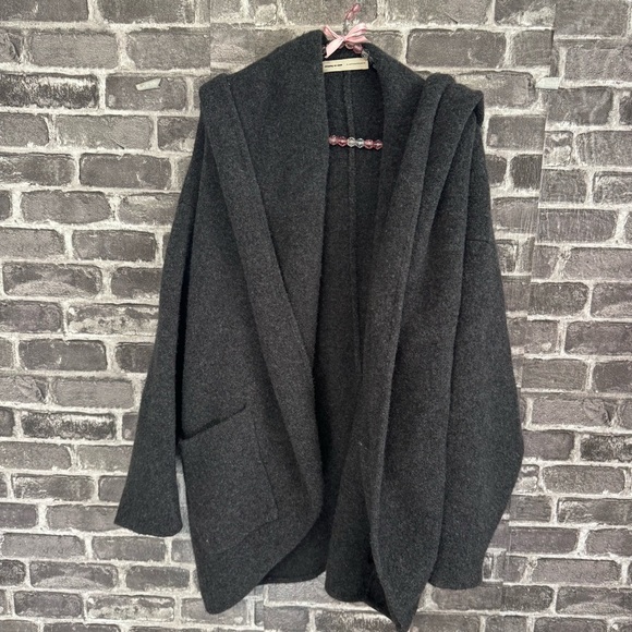 Anthropologie Sleeping on Snow cocoon cardigan sweater gray wool blend - Picture 1 of 8